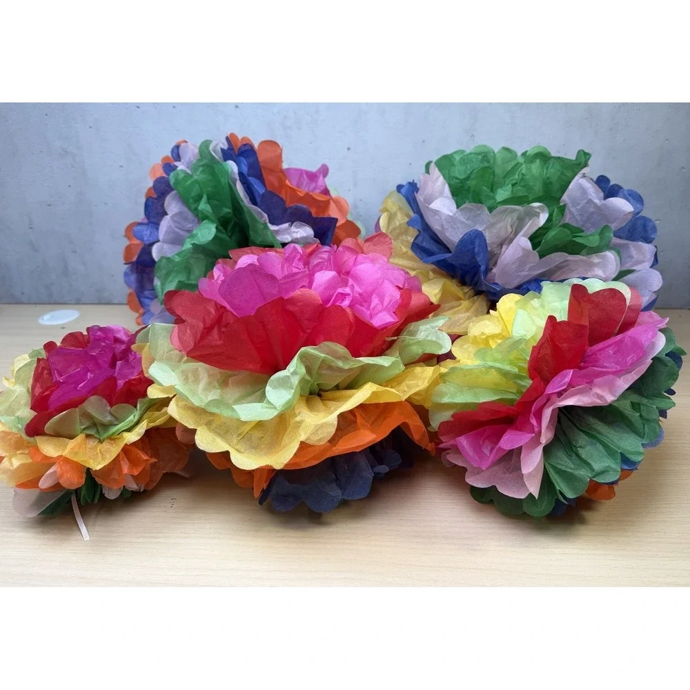 Colorful Fiesta Paper Tissue Pom‎ Poms 20 Pieces Cinco de Mayo Party Decorations